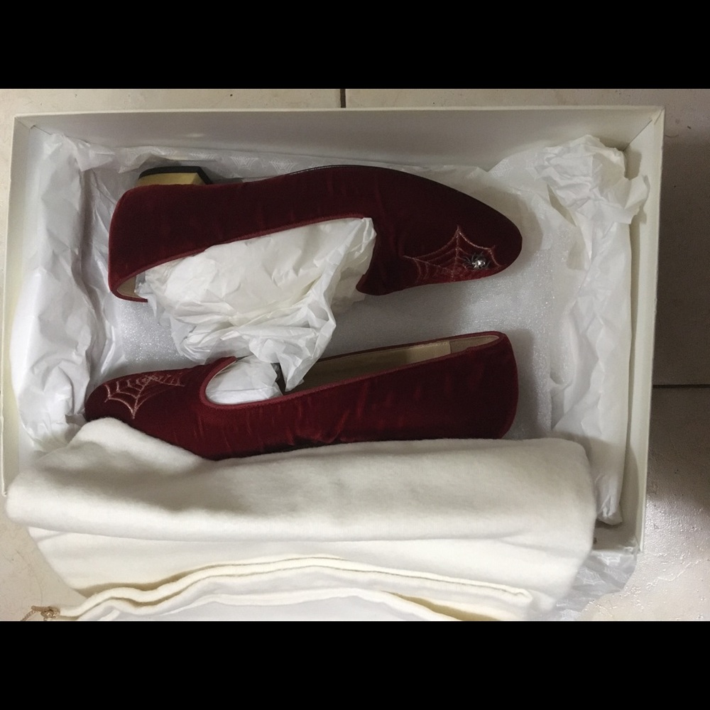 Charlotte Olympia red spider web shoe brand new